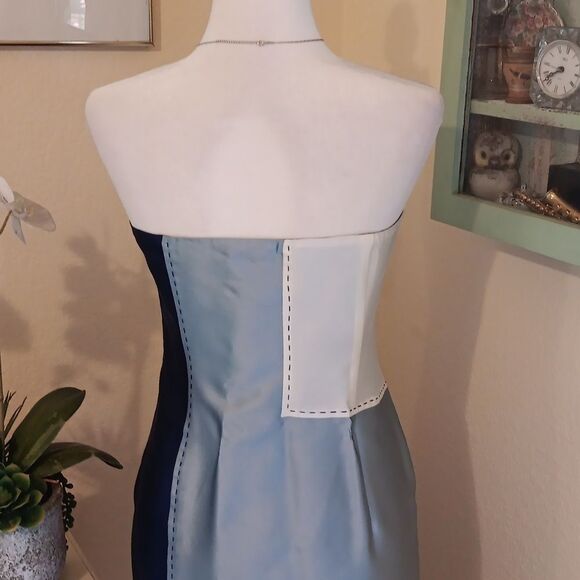 NWT. THANA Elegant Strapless Colorblock Dress. Retro. - Picture 6 of 11